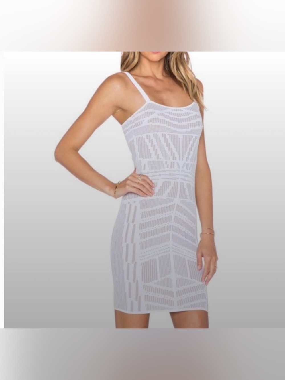 Ronny Kobo Cream and Taupe Textured Knit Dress